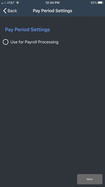 Payroll Processing Setup screen